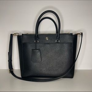 Robinson Black Saffiano Leather Double Zip Tote